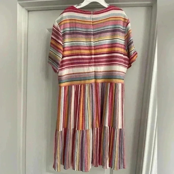 Forever 21 Short Sleeve Ruffle Striped Flounce Boho Dress, size Small - Picture 3 of 3
